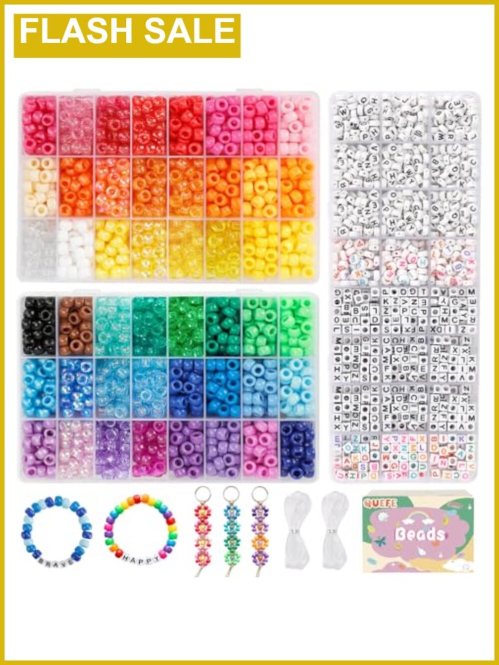 4000pcs Pony Beads Bracelet Making Kit with Letter Beads Acrylic